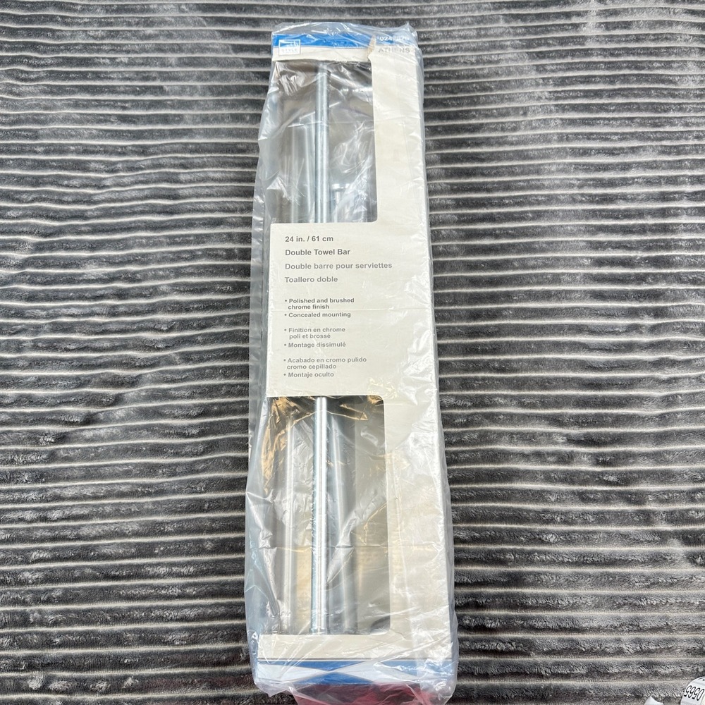 Style Selections Athens 24in Double Towel Bar Polished Brushed Chrome 0242876